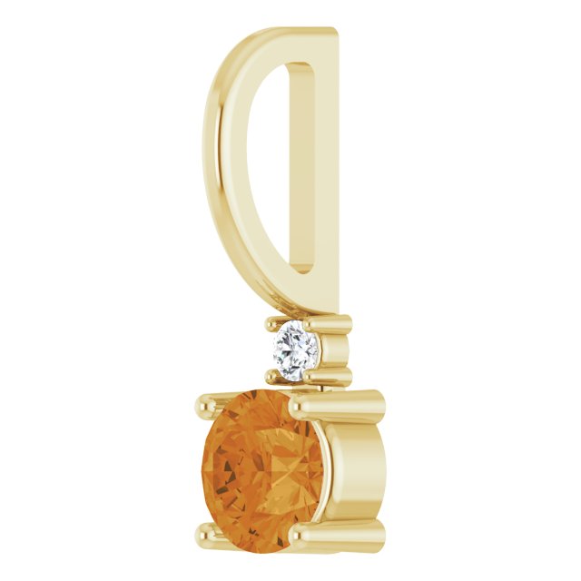 Citrine & Natural Diamond November Birthstone Charm
