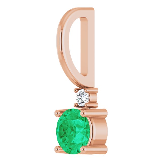 Emerald & Natural Diamond May Birthstone Charm