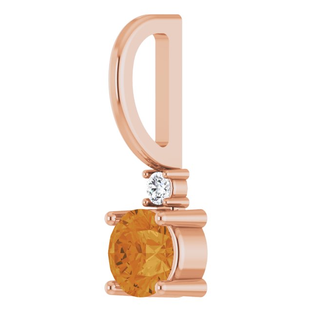 Citrine & Natural Diamond November Birthstone Charm