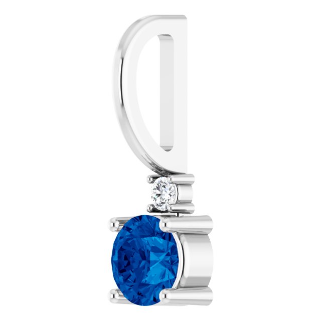 Blue Sapphire & Natural Diamond September Birthstone Charm