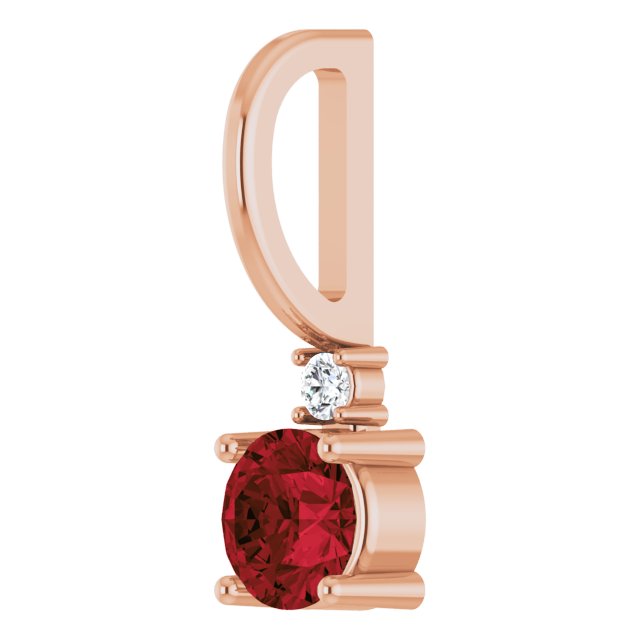 Mozambique Garnett & Natural Diamond January Birthstone Charm