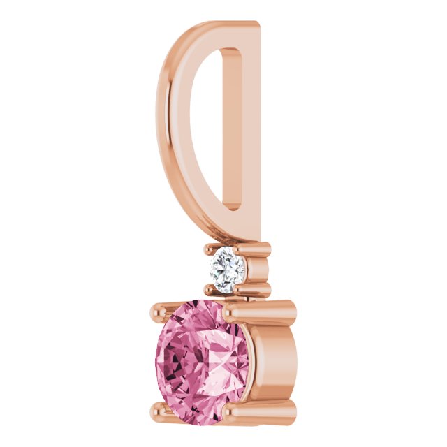 Pink Tourmaline & Natural Diamond October Birthstone Charm