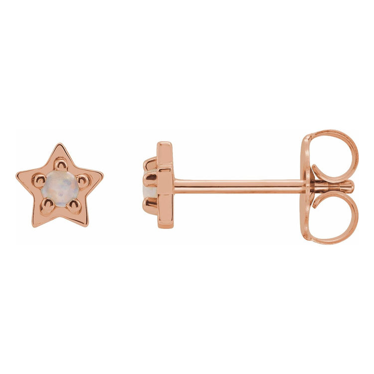 Opal Star Stud Gold Earrings