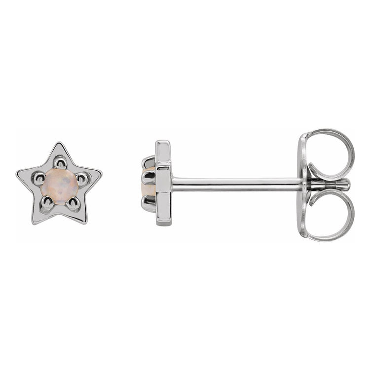 Opal Star Stud Gold Earrings