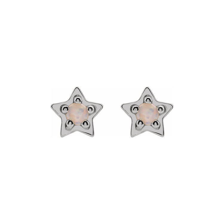 Opal Star Stud Gold Earrings
