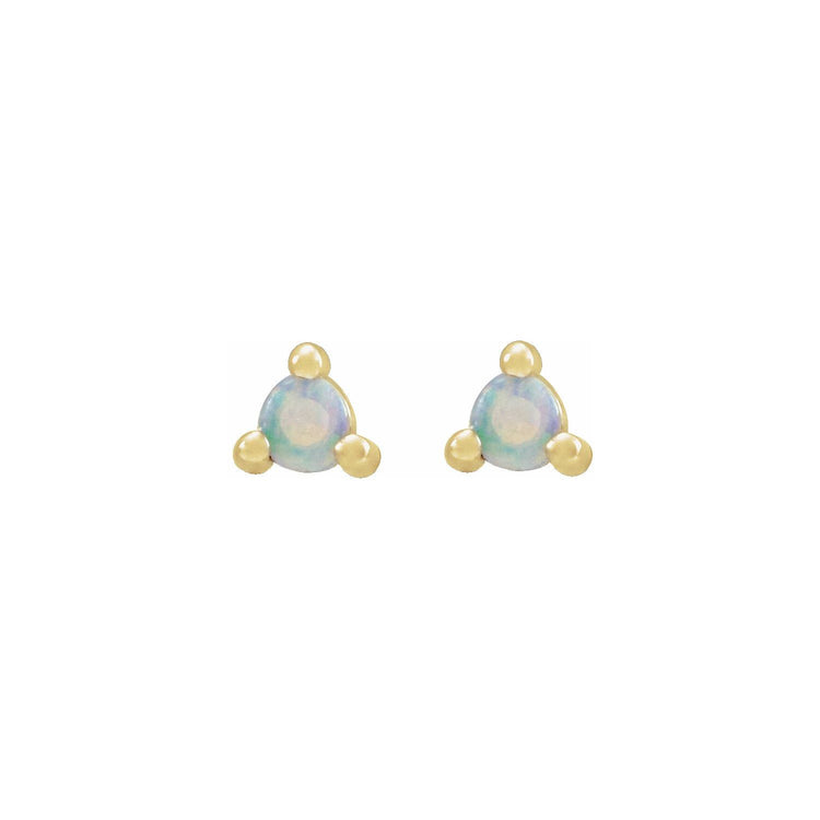 Round White Opal Earrings