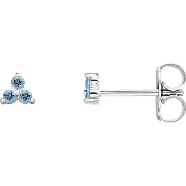 Three Stone Natural Aquamarine Earrings