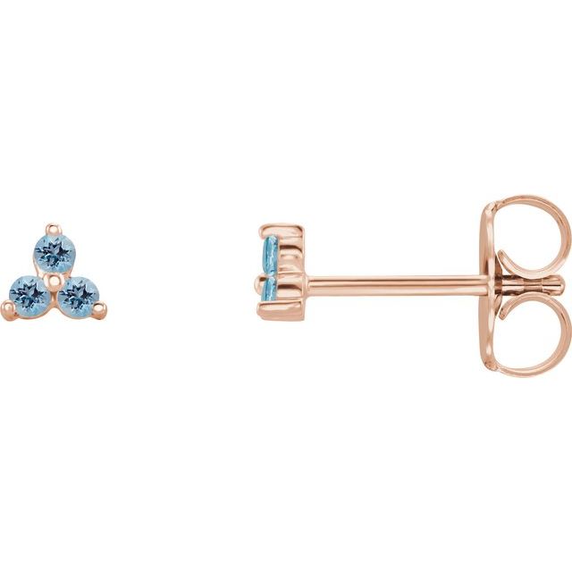 Three Stone Natural Aquamarine Earrings