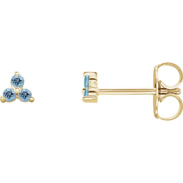 Three Stone Natural Aquamarine Earrings