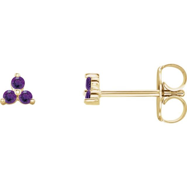 Three Stone Natural Amethyst Earrings