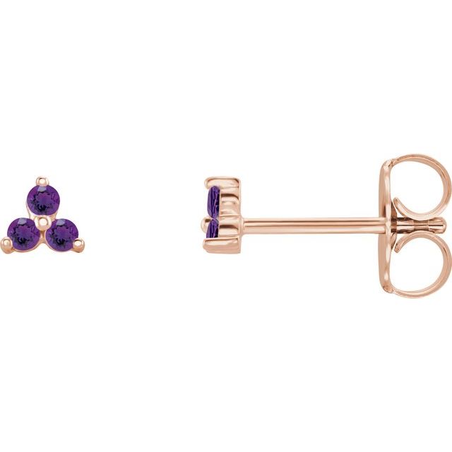 Three Stone Natural Amethyst Earrings