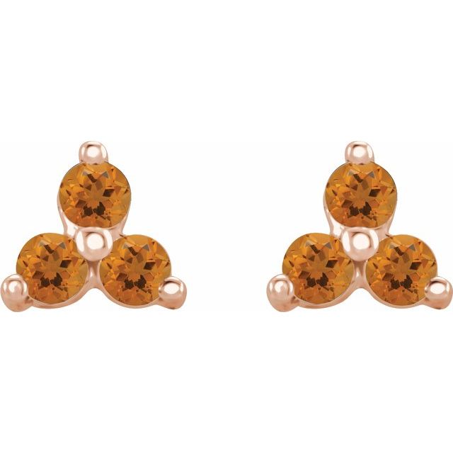 Three Stone Natural Citrine Earrings