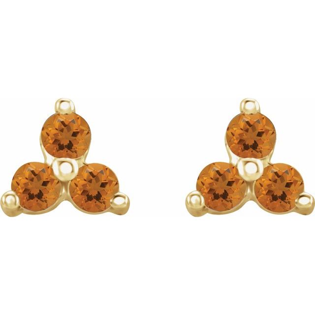Three Stone Natural Citrine Earrings