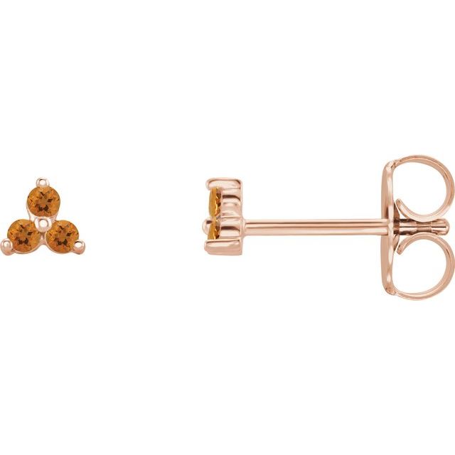 Three Stone Natural Citrine Earrings