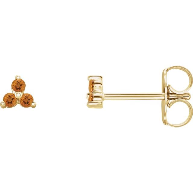 Three Stone Natural Citrine Earrings