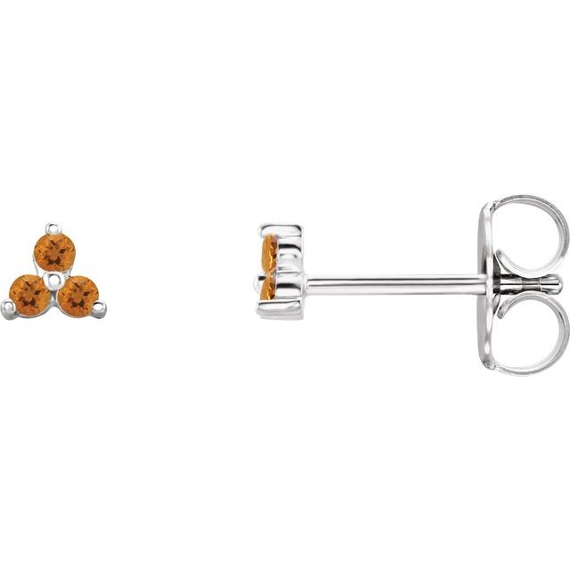 Three Stone Natural Citrine Earrings