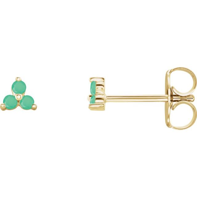 Three Stone Natural Chrysoprase Earrings