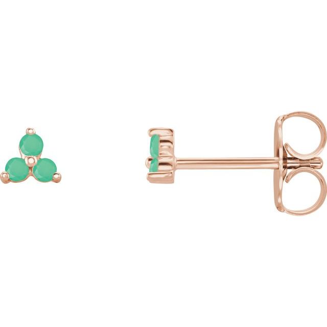 Three Stone Natural Chrysoprase Earrings