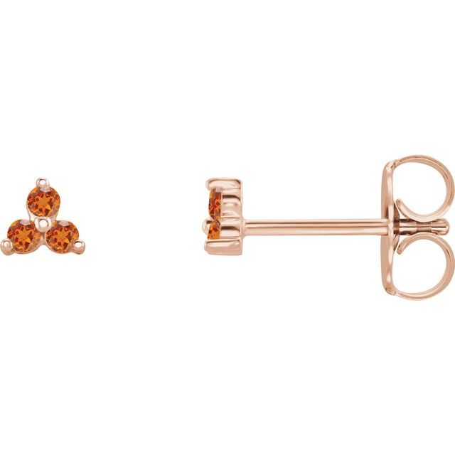 Three Stone Natural Garnet Earrings