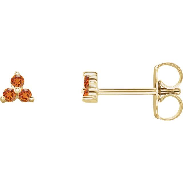Three Stone Natural Garnet Earrings