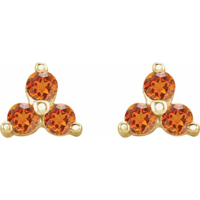 Three Stone Natural Garnet Earrings