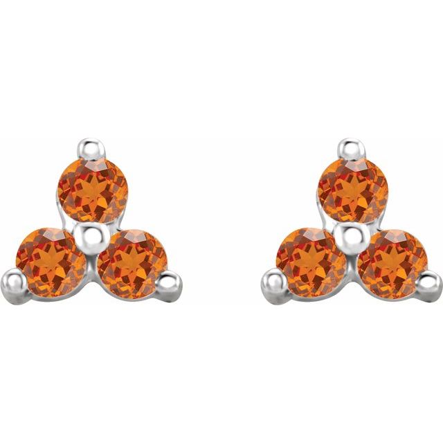 Three Stone Natural Garnet Earrings