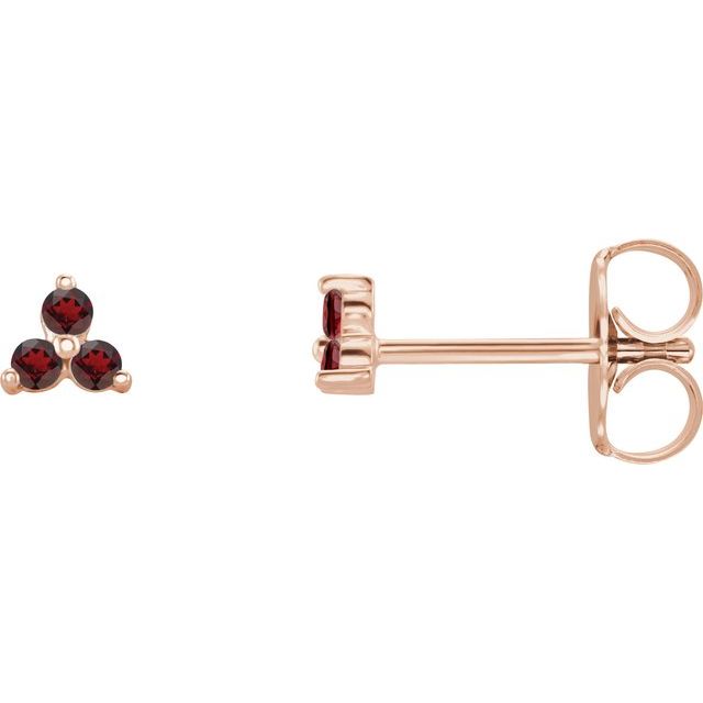 Three Stone Natural Garnet Earrings