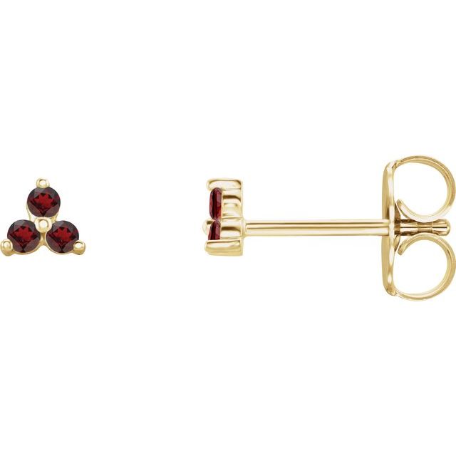 Three Stone Natural Garnet Earrings