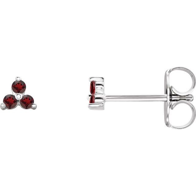 Three Stone Natural Garnet Earrings