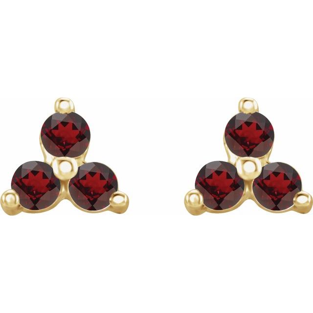 Three Stone Natural Garnet Earrings