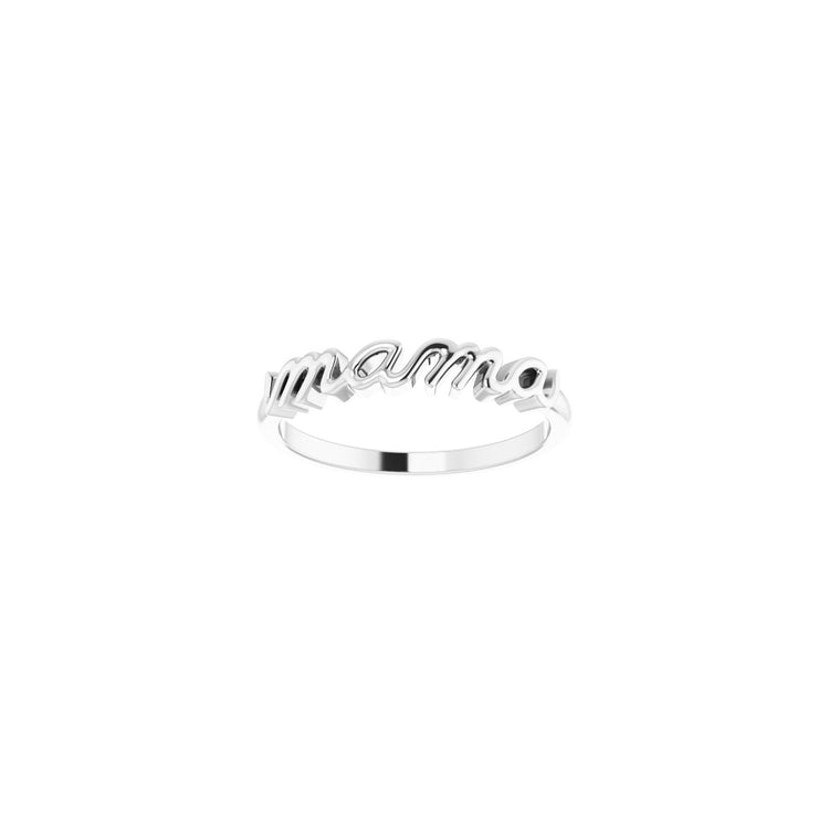 Petite Script Mama Ring
