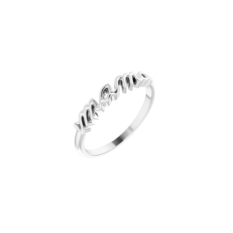 Petite Script Mama Ring