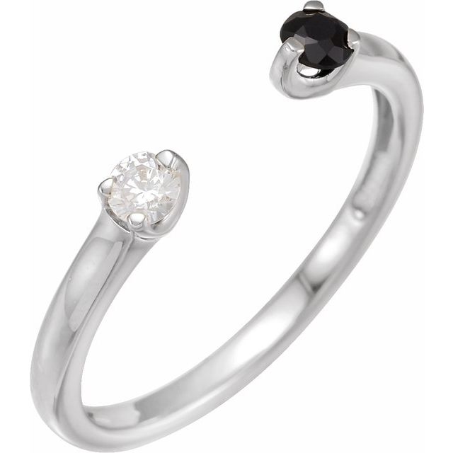 Gold Onyx + Diamond Open Ring