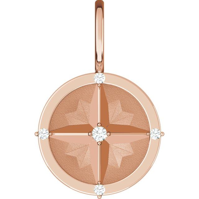 Natural Diamond Compass Charm Pendant