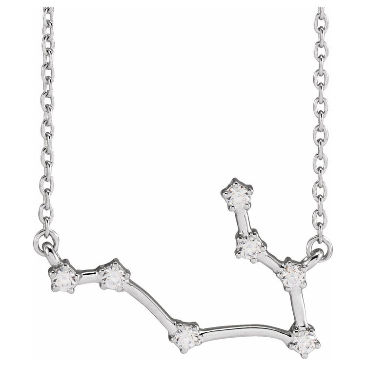 Blue Gemini Diamond Zodiac Constellation Necklace