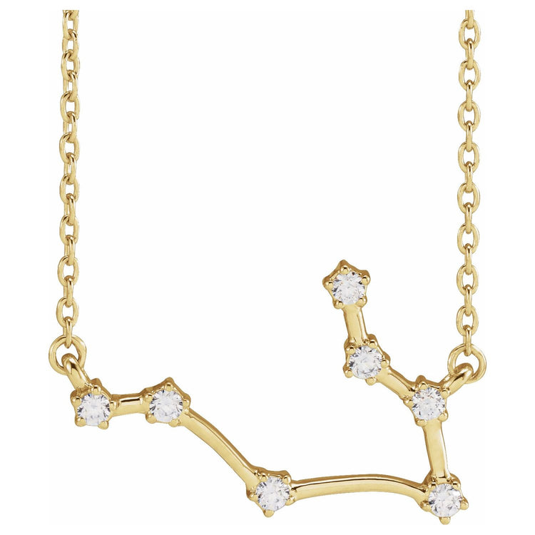 Blue Gemini Diamond Zodiac Constellation Necklace