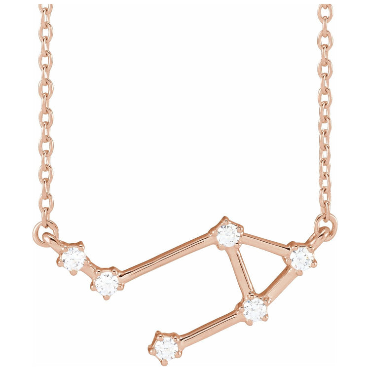 Blue  Rubi Libra Diamond Zodiac Constellation Necklace