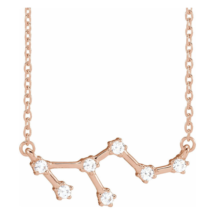 Blue Leo Diamond Zodiac Constellation Necklace