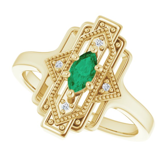 Vintage Inspired Parisian Emerald Ring
