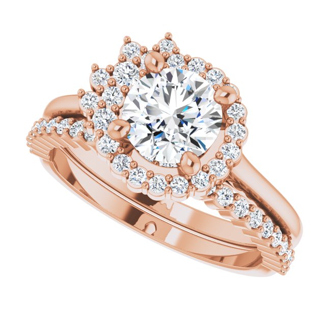 Natural Diamond Accent Halo Engagement Ring
