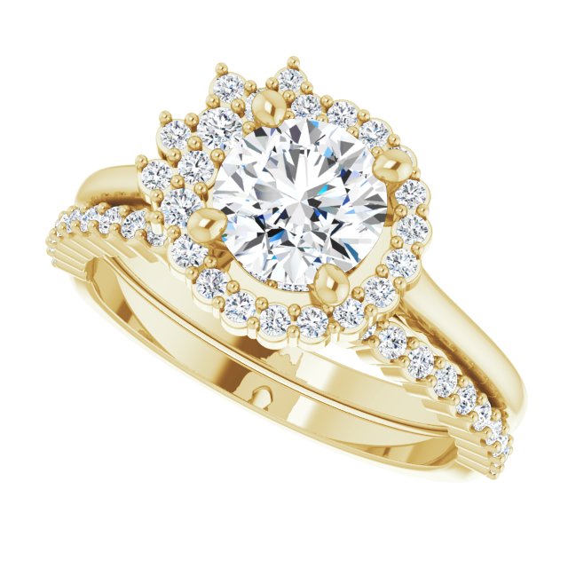 Natural Diamond Accent Halo Engagement Ring