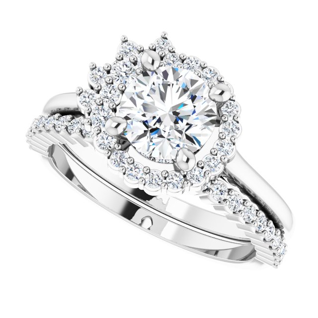 Natural Diamond Accent Halo Engagement Ring
