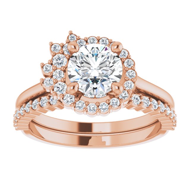 Natural Diamond Accent Halo Engagement Ring