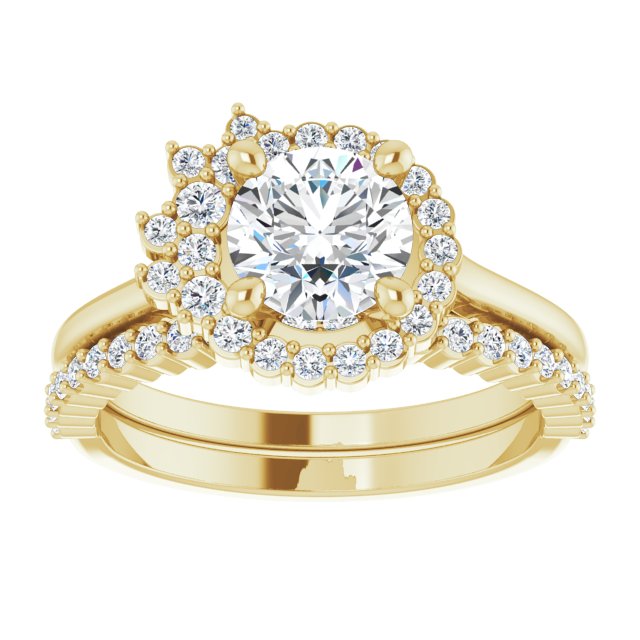 Natural Diamond Accent Halo Engagement Ring