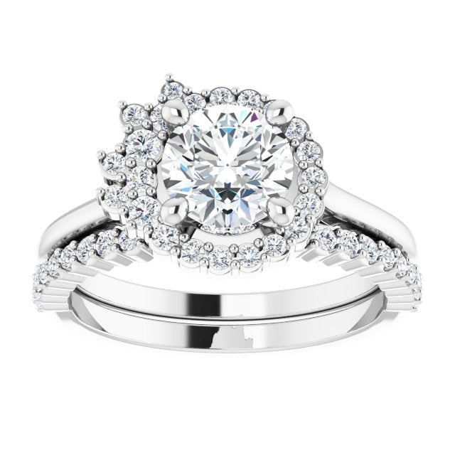 Natural Diamond Accent Halo Engagement Ring
