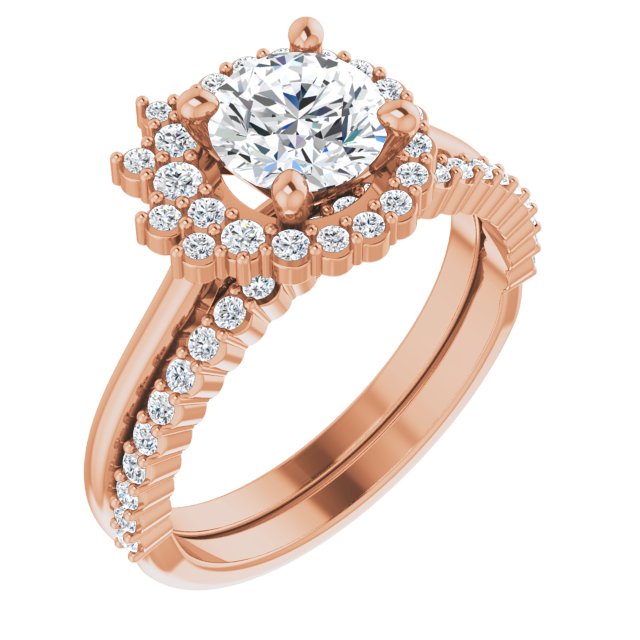 Natural Diamond Accent Halo Engagement Ring