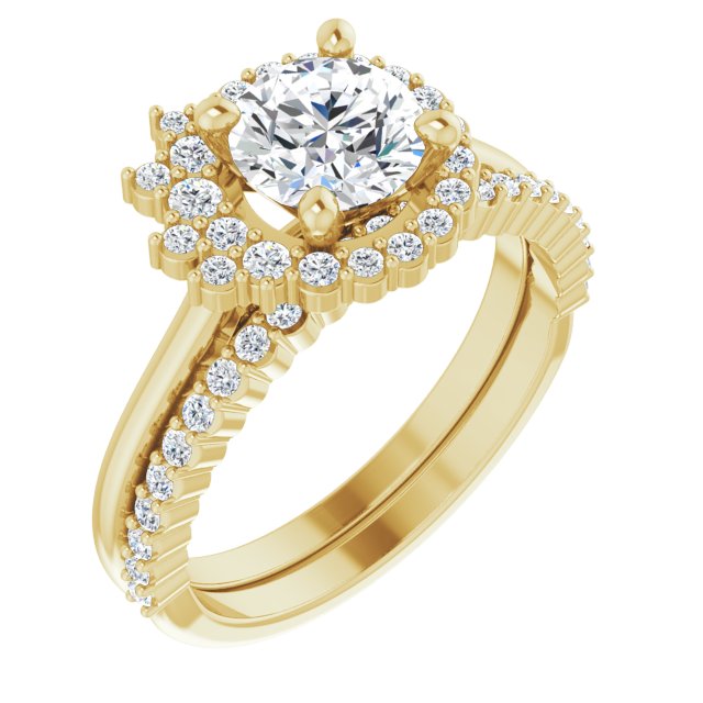 Natural Diamond Accent Halo Engagement Ring