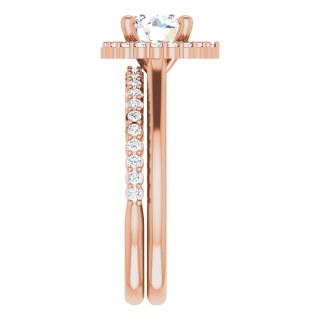 Natural Diamond Accent Halo Engagement Ring