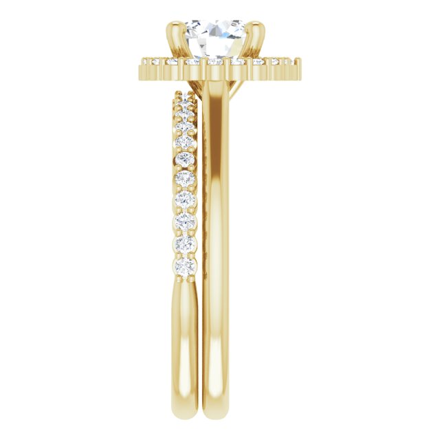 Natural Diamond Accent Halo Engagement Ring