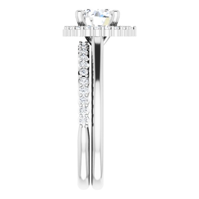 Natural Diamond Accent Halo Engagement Ring